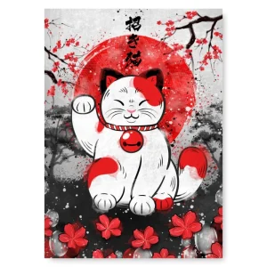 Affiche Japonaise Chat Porte-Bonheur