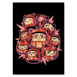 Affiche Japonaise Daruma Cat
