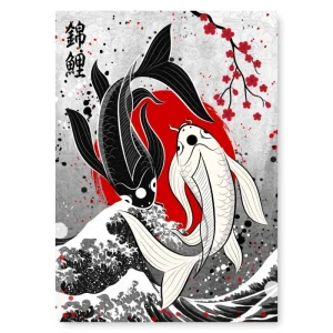 Affiche Japonaise Duo de Carpes Koï