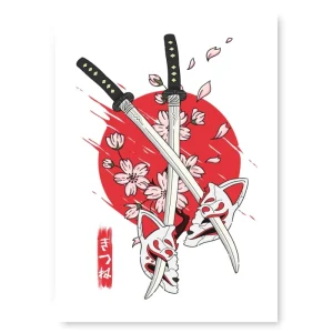 Affiche Japonaise Kitsune & Katana