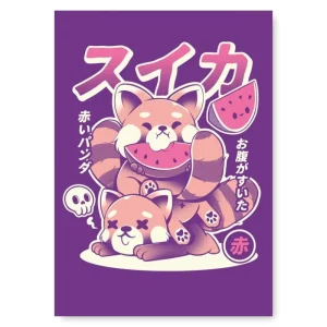 Affiche Japonaise Panda Roux