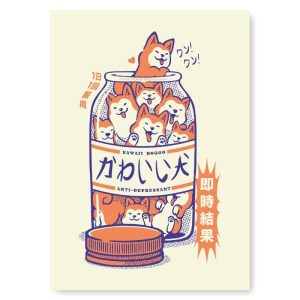 Affiche Japonaise Shiba Anti-Dépresseur