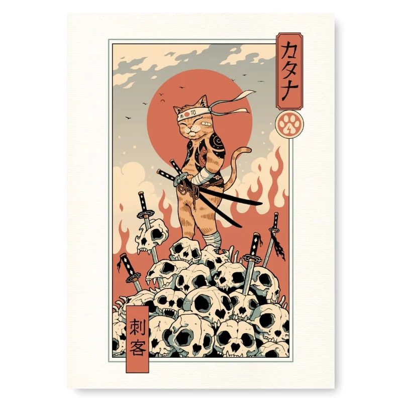 Affiche Japonaise Ukiyo-e Neko Assassin