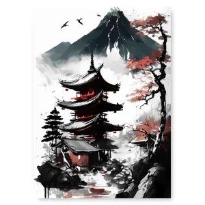 Affiche Japonaise Vue sur Pagode